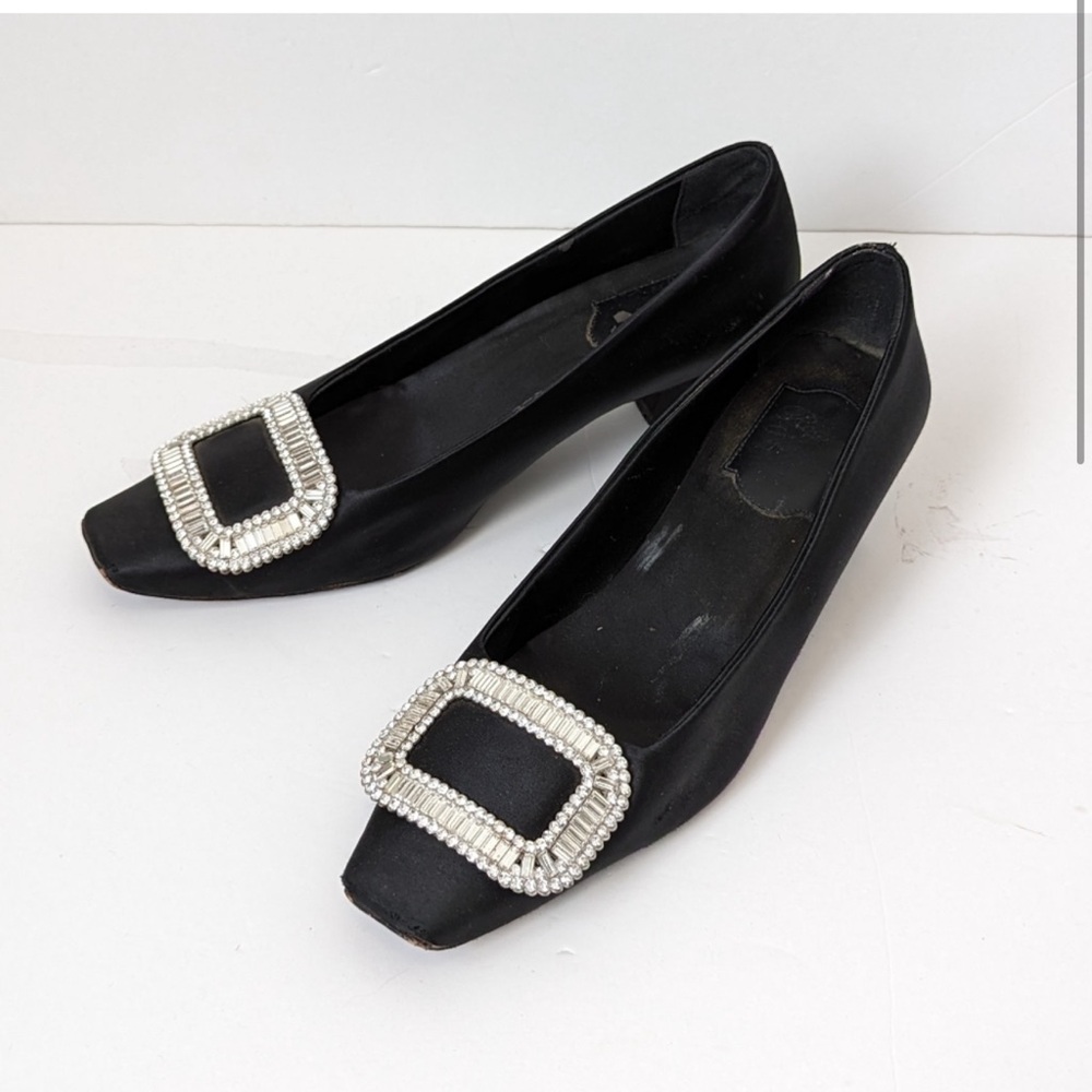 Roger Vivier Black and Silver Heels with Elegant Buckle